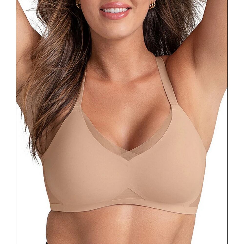 Honeylove CrossOver Wireless Bra Womens Size 1X/ 40 C/D Color Sand